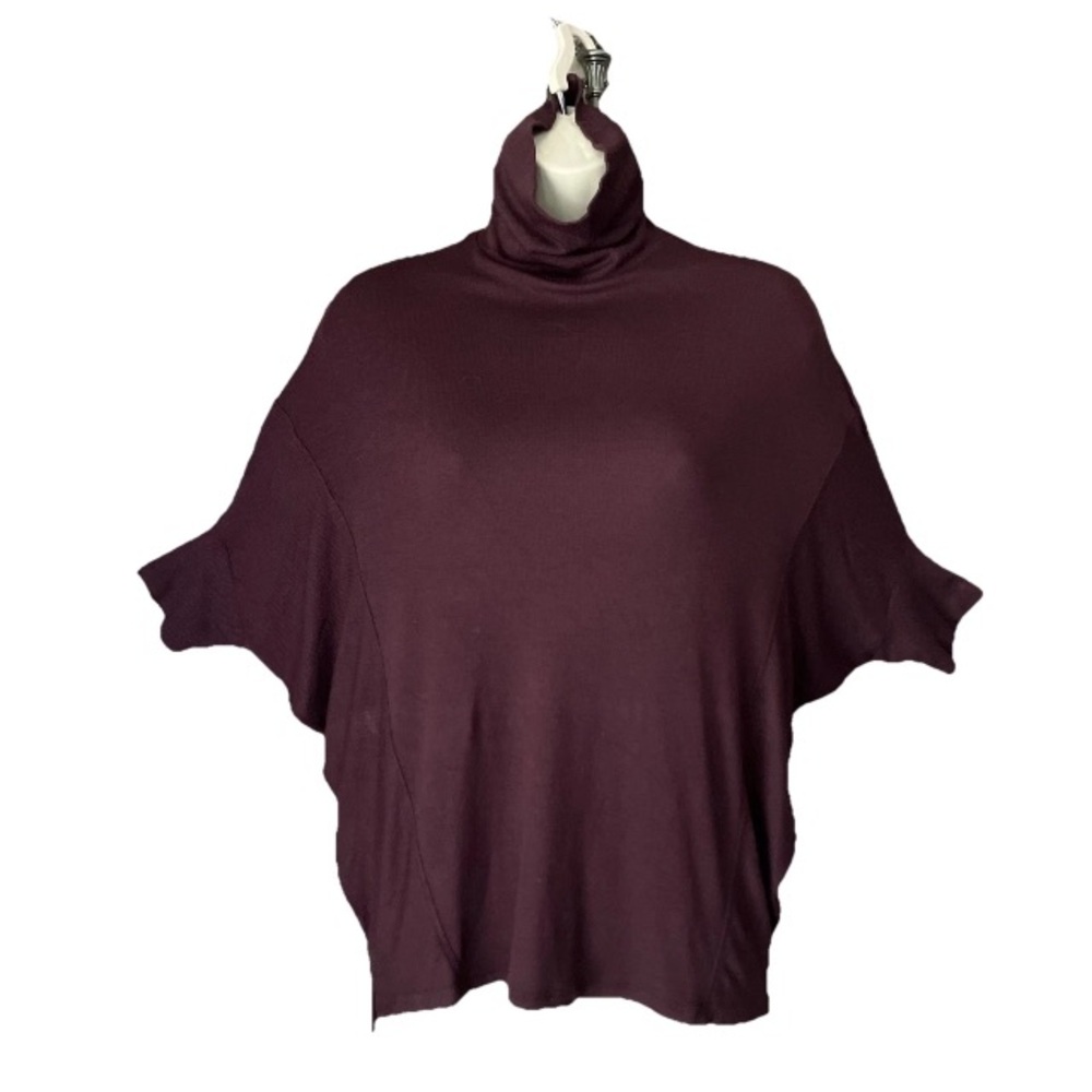 Bordeaux Oversized Top Womens Ribbed Dolman Boxy Burgundy Top Short Sleeved XS